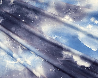 Galaxy Blue Print Jersey Fabric by the Yard