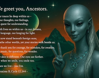 Impresión artística de retrato extraterrestre, paisaje espiritual de ciencia ficción (descarga digital)