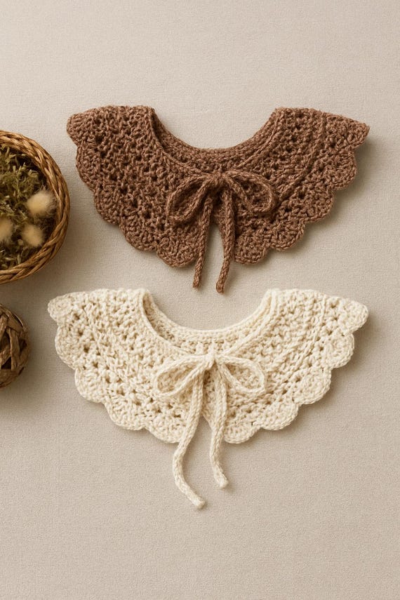 Handmade Crochet Collar • Vintage Lace Bib Collar • Detachable Crochet Neck Accessory • Baby & Girl Outfit Decor