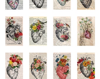 Hearts And Flowers Drawings Etsy