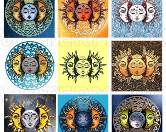SUN and MOON Graphics Clipart Images Suns Moons Sunshine Celestial Astronomy Digital Download
