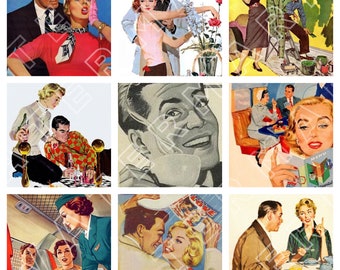 RETRO MAN WOMAN Housewife Vintage 1940s 1950s women fashion digital graphics download
