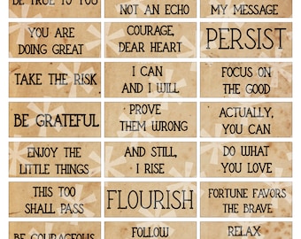 INSPIRATIONAL AFFIRMATIONS QUOTES Courage Words Labels Typewriter Digital Download Quote Instant Digital Download