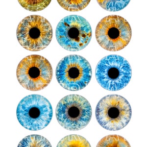 ONE INCH 1 inch Eyes Eyeballs Iris Digital Graphics Download Digital Collage Sheet Instant Download 1 inch circles bottlecap image