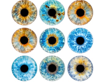 ONE INCH 1 inch Eyes Eyeballs Iris Digital Graphics Download Digital Collage Sheet Instant Download 1 inch circles bottlecap image