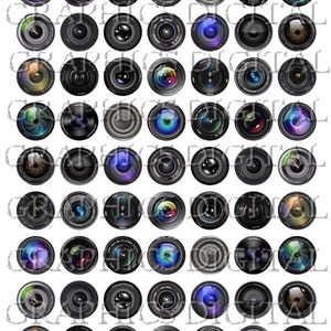 Camera Lens Camera Lenses Digital Collage Sheet Camera Instant Download 1 inch circles Cameras Camera Lens