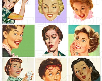 HOUSEWIFE RETRO VINTAGE 1940s 1950s women fashion digital graphics download