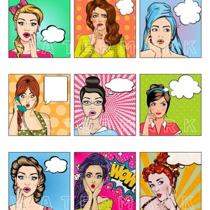 Pop Art CÓMIC MUJERES Cómics Dibujos animados Conversación Nubes