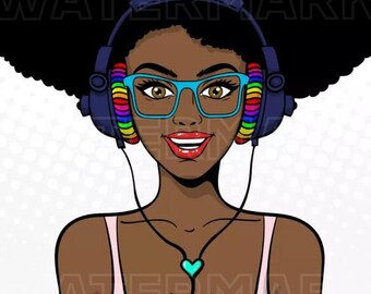AFRYKAŃSKA AMERYKAŃSKA KOBIETA Pop Art Komiks Vintage Kobiety Retro Komiksy Kreskówka Rozmowa Chmury jeden cal kwadratowy grafika cyfrowa do pobrania