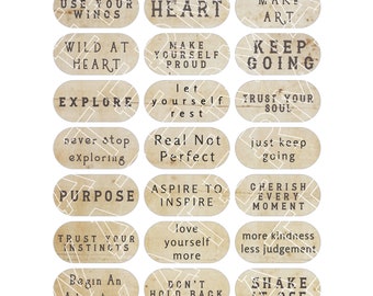 INSPIRATIONAL Quotes AFFIRMATIONS QUOTES Courage Words Labels Typewriter Digital Download Quote Instant Digital Download