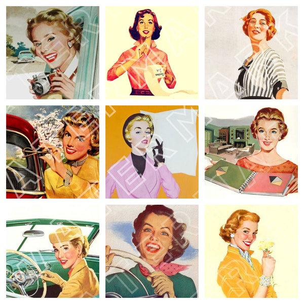 RETRO WOMEN VINTAGE housewife 1940s 1950s women fashion digital graphics download