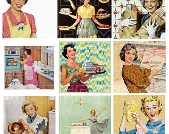 HOUSEWIFE RETRO VINTAGE 1940s 1950s women fashion digital graphics download