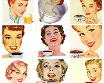 Women RETRO women digital graphics  collage graphics scrapbook clipart junk journal