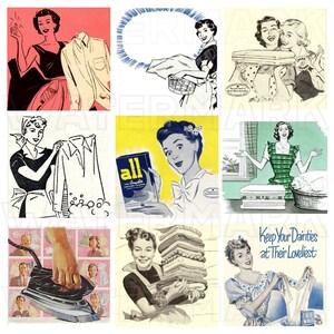 HOUSEWIFE RETRO VINTAGE 1940s 1950s women fashion digital graphics download