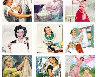 HOUSEWIFE RETRO VINTAGE 1940s 1950s women fashion digital graphics download