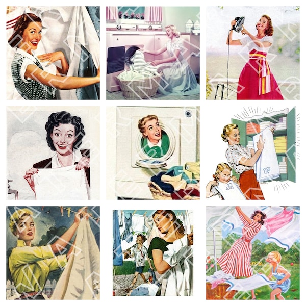 HOUSEWIFE RETRO VINTAGE 1940s 1950s women fashion digital graphics download