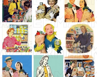 HOUSEWIFE RETRO VINTAGE 1940s 1950s women fashion digital graphics download