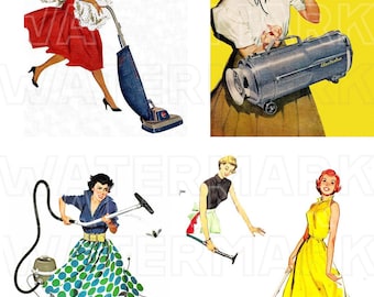HOUSEWIFE RETRO VINTAGE 1940s 1950s women fashion digital graphics download