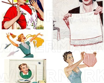 HOUSEWIFE VINTAGE RETRO women 1950s woman Digital GraphicsDownload Digital Collage Sheet