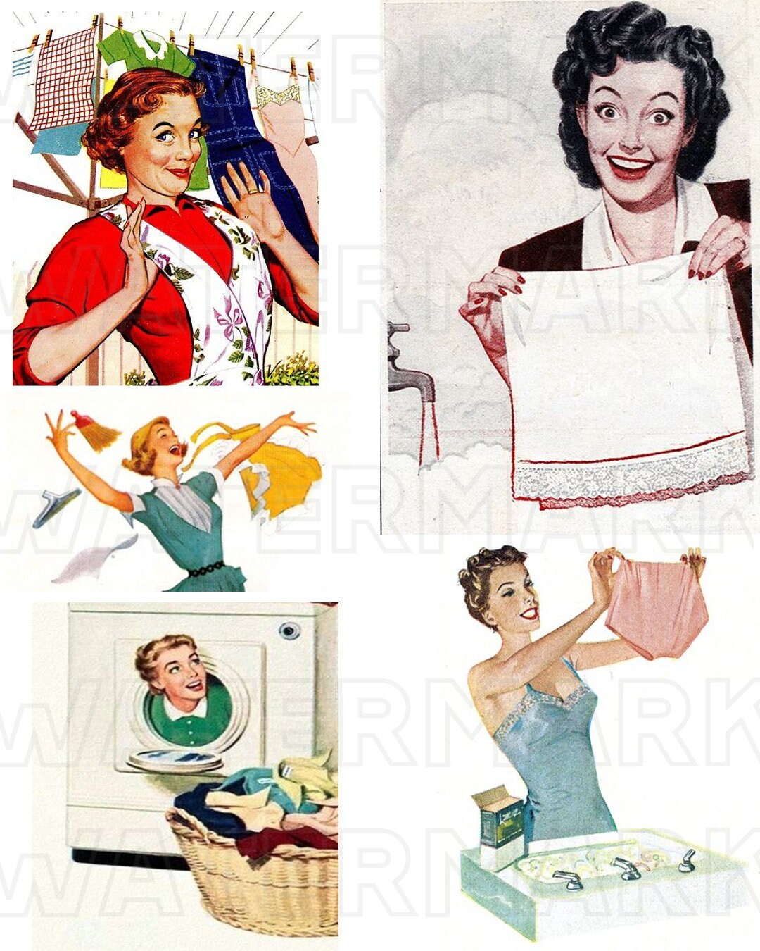 HOUSEWIFE VINTAGE RETRO women 1950s woman Digital GraphicsDownload Digital Collage Sheet