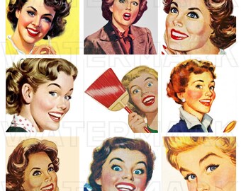 CASALINGA RETRÒ VINTAGE anni '40 '50 moda femminile grafica digitale download