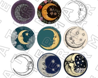 MAAIEN MAAIEN Luna Lune Mond volle maan vintage maan digitale afbeeldingen maanastronomie ruimte download digitale collage blad cirkels