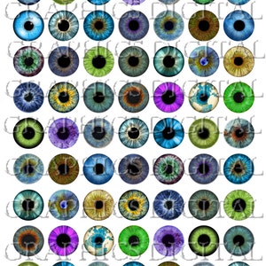 Eyes Eyeballs Iris Digital Graphics Download Digital Collage Sheet Instant Download 1 inch circles bottlecap image