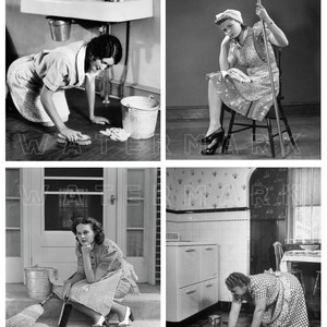Foto HOUSEWIFE Foto HOUSECLEANING Hausfrau RETRO Vintage 1940er 1950er Jahre Frauen Mode digitale Grafiken download