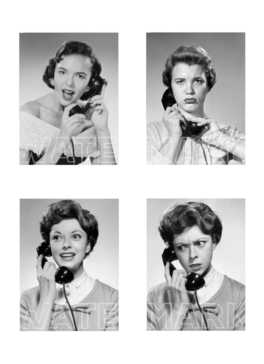 VINTAGE PHOTO WOMAN Phone Telephone Vintage 1940s 1950s Women
