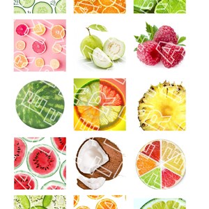 ENSALADA DE FRUTAS FRESCAS Gráficos digitales Descargar Hoja de collage digital cuadrados de una pulgada