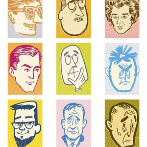 CARTOON PEOPLE MEN vintage retro People Clipart graphics download rectangle