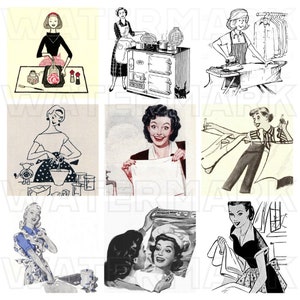 HOUSEWIFE RETRO VINTAGE 1940s 1950s women fashion digital graphics download