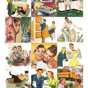 RETRO MAN WOMAN Housewife Vintage 1940s 1950s women fashion digital graphics download