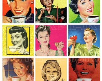 Housewife Coffee RETRO VINTAGE women digital download collage