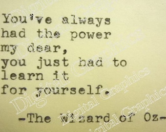 WIZARD OF OZ Quote Frank Baum Quote Typed on Vintage Typewriter Instant Digital Download