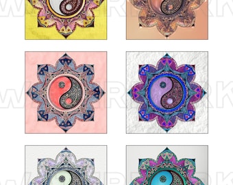 YINYANGS YIN YANGS 3-calowe kwadraty YinYang Yin Yang grafika cyfrowa do pobrania