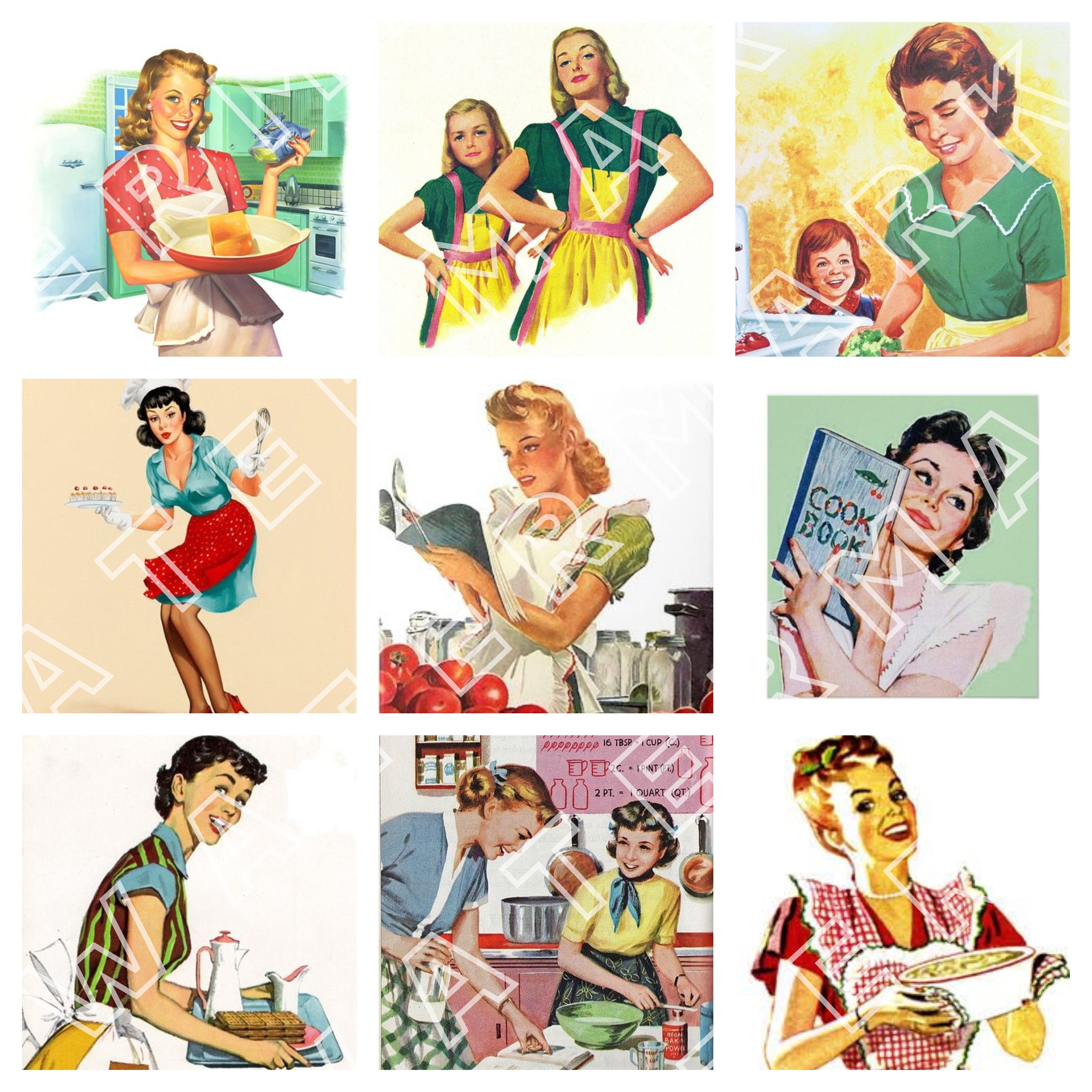 HOUSEWIFE RETRO VINTAGE 1940s 1950s Women Fashion Digital photo pic