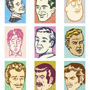 LUDZIE KRESKÓWKI MĘŻCZYŹNI vintage retro Ludzie Clipart grafika pobierz prostokąt
