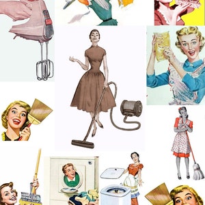 HOUSEWIFE VINTAGE RETRO women woman Digital Graphics Digital Collage Sheet