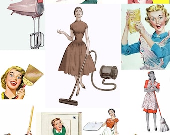 HOUSEWIFE VINTAGE RETRO women woman Digital Graphics Digital Collage Sheet