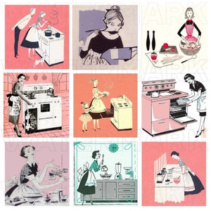 HOUSEWIFE RETRO VINTAGE 1940s 1950s women fashion digital graphics download