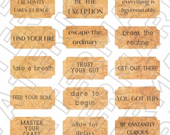 INSPIRATIONAL Quotes AFFIRMATIONS QUOTES Courage Words Labels Typewriter Digital Download Quote Instant Digital Download