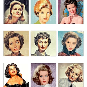 HOUSEWIFE RETRO VINTAGE 2.5 inch square 2.5 in 1940s 1950s 3-inch squares women fashion digital graphics download