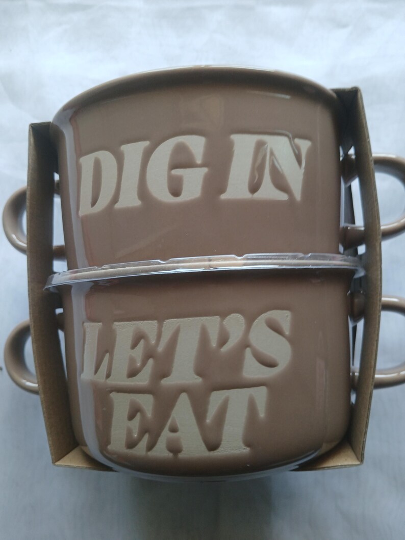 Let's Dig In Stoneware Bowls Dig in Let's Eat - Etsy