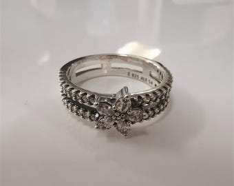 Pandora Timeless Anillo Schneeflocke Doppelring Sterlingsilber Zirkon