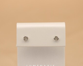s925 silver rose flower stud earrings with micro-paved floral design