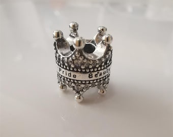 Abalorios Pandora S925 Silver ALE transparentes con forma de corona brillante