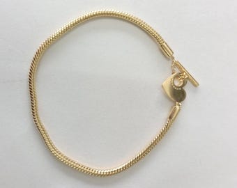 Pulsera Pandora Moments Heart con barra en T y cadena de serpiente