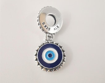 Charm colgante de esmalte azul con ojo malvado de Pandora