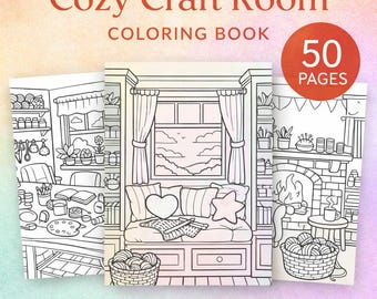 Cozy Craft Room Coloring Book | 50 Hobby Scenes (Digital Download)